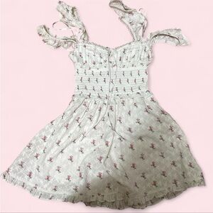 For Love & Lemons White Mini Dress with Pink Floral Print